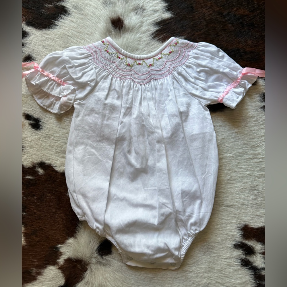 Southern Sunshine Smocked Spring Bubble with rosettes